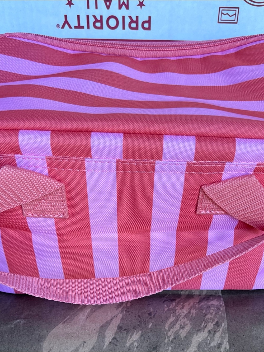 NWT Trader Joe's Mini Insulated Pink Stripe Tote - Picture 2 of 3